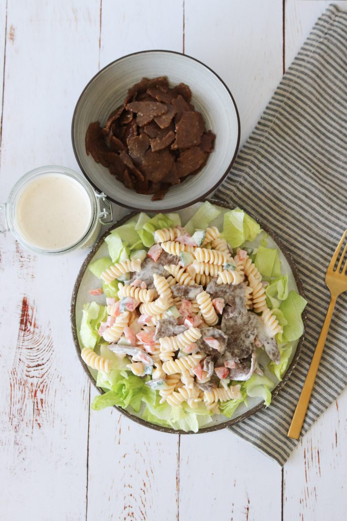 Den Bedste Pastasalat Med Kebab Og Hjemmelavet Kebabdressing