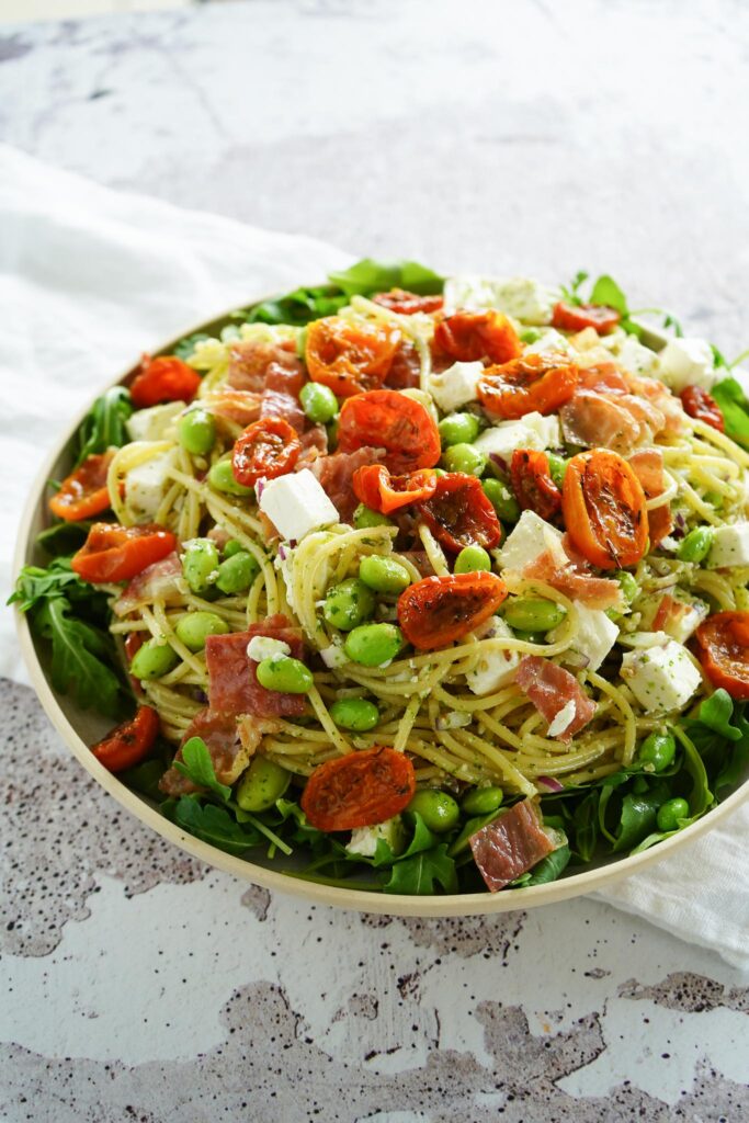 Spaghettisalat Med Pesto - Hjemmelavet Pastasalat