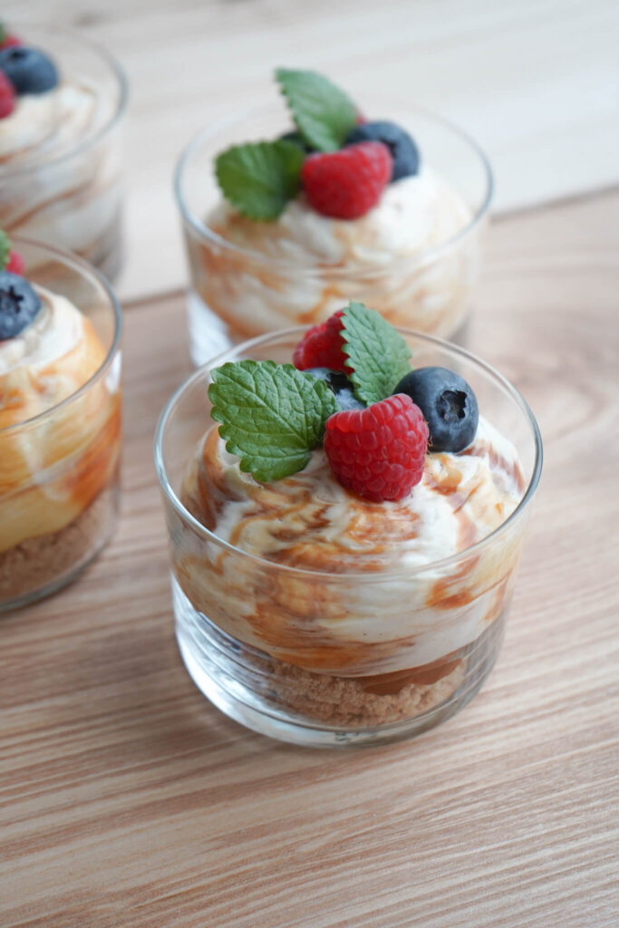 Karamel cheesecake i glas