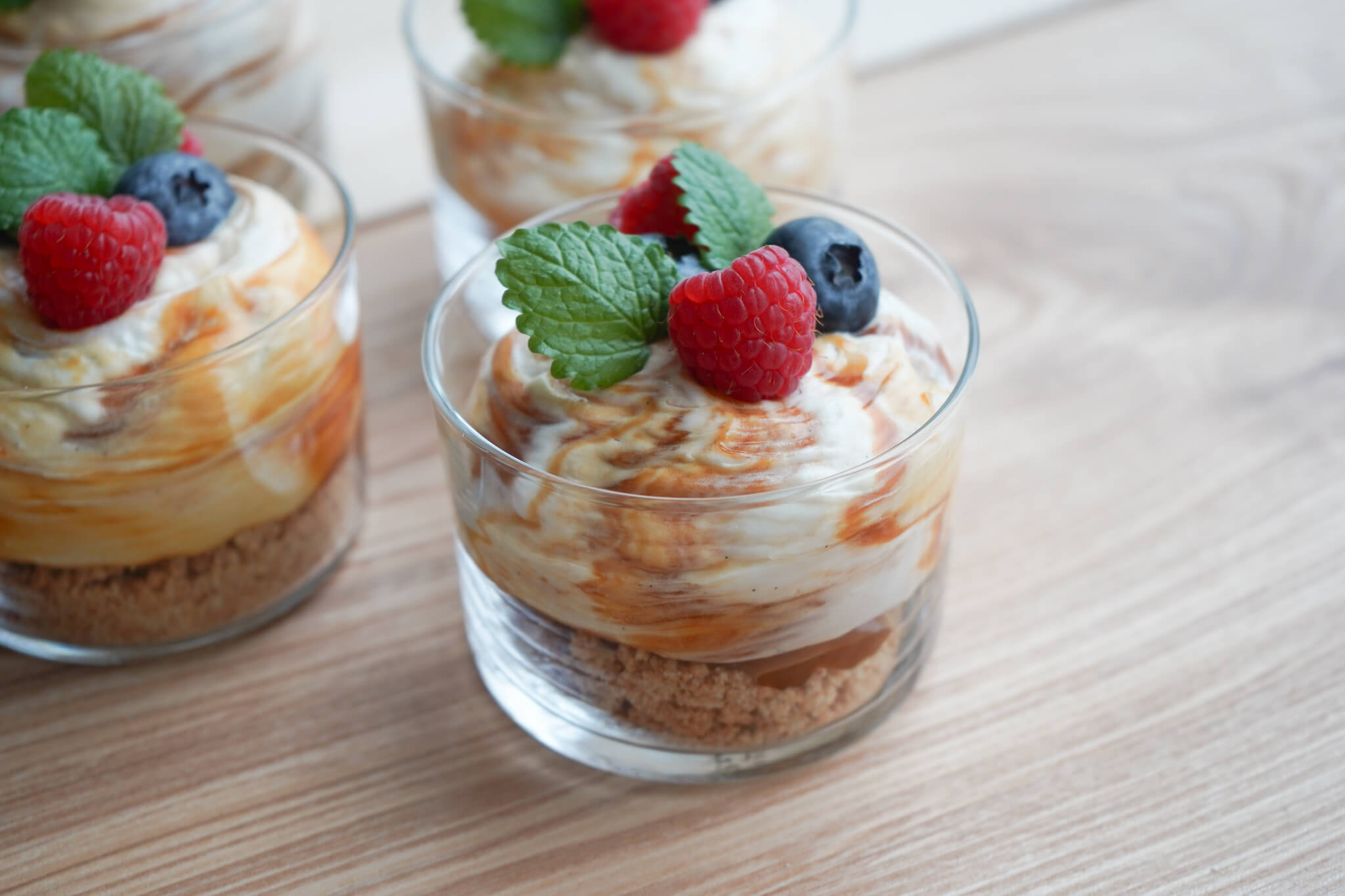 Karamel cheesecake i glas