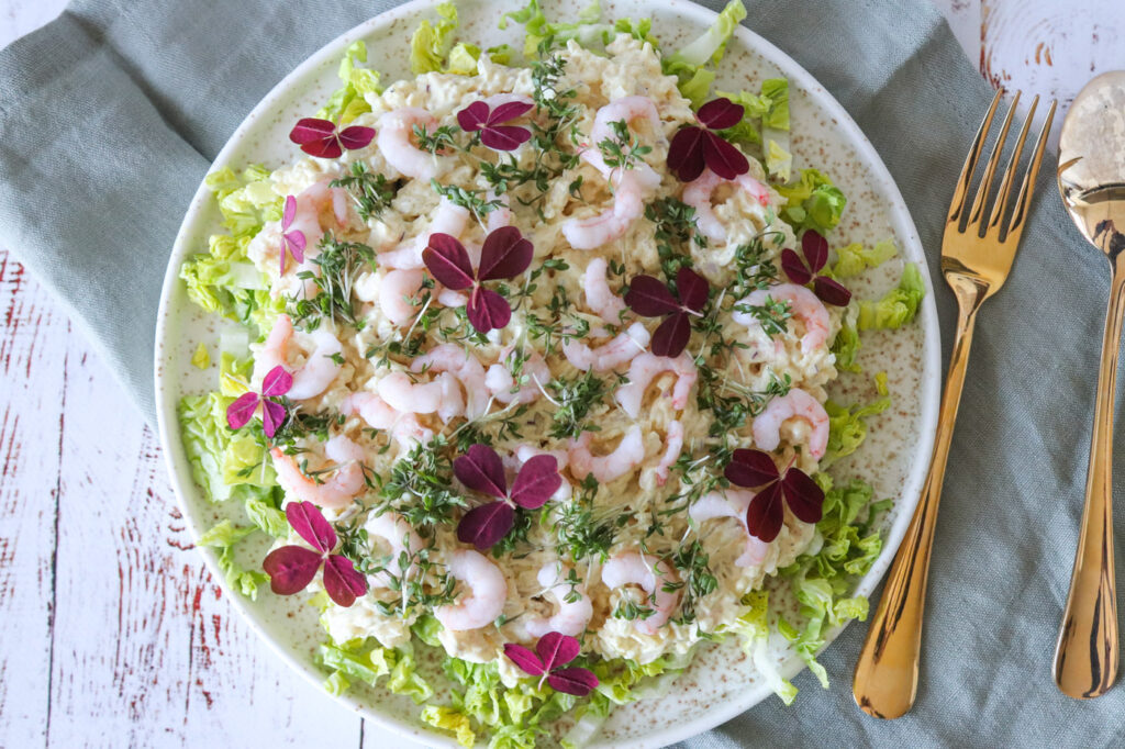 Lækker Og Cremet Rissalt Med Rejer Og Karrydressing