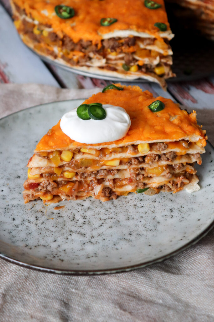 Tortillalasagne Med Oksekød Og Cheddar