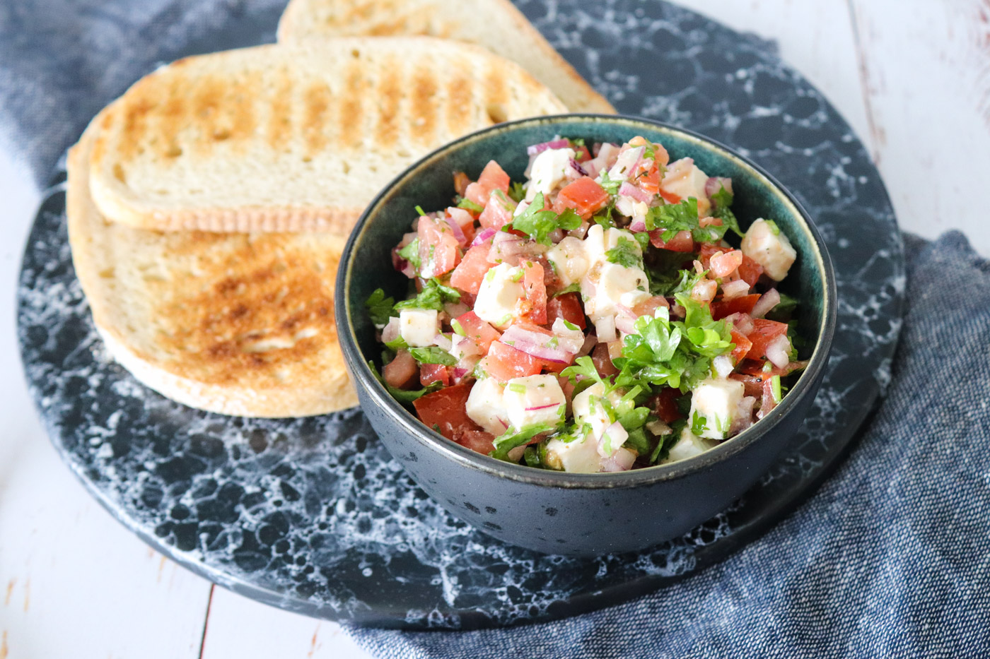 Tomatsalat Med Feta Tilbehør Til Grillmaden