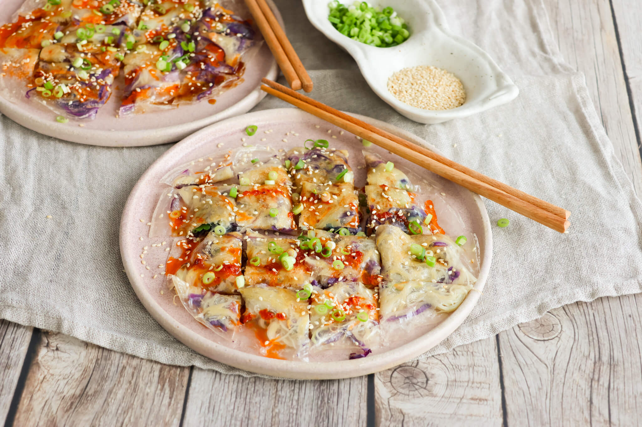 Stegt rispapir med grøntsager