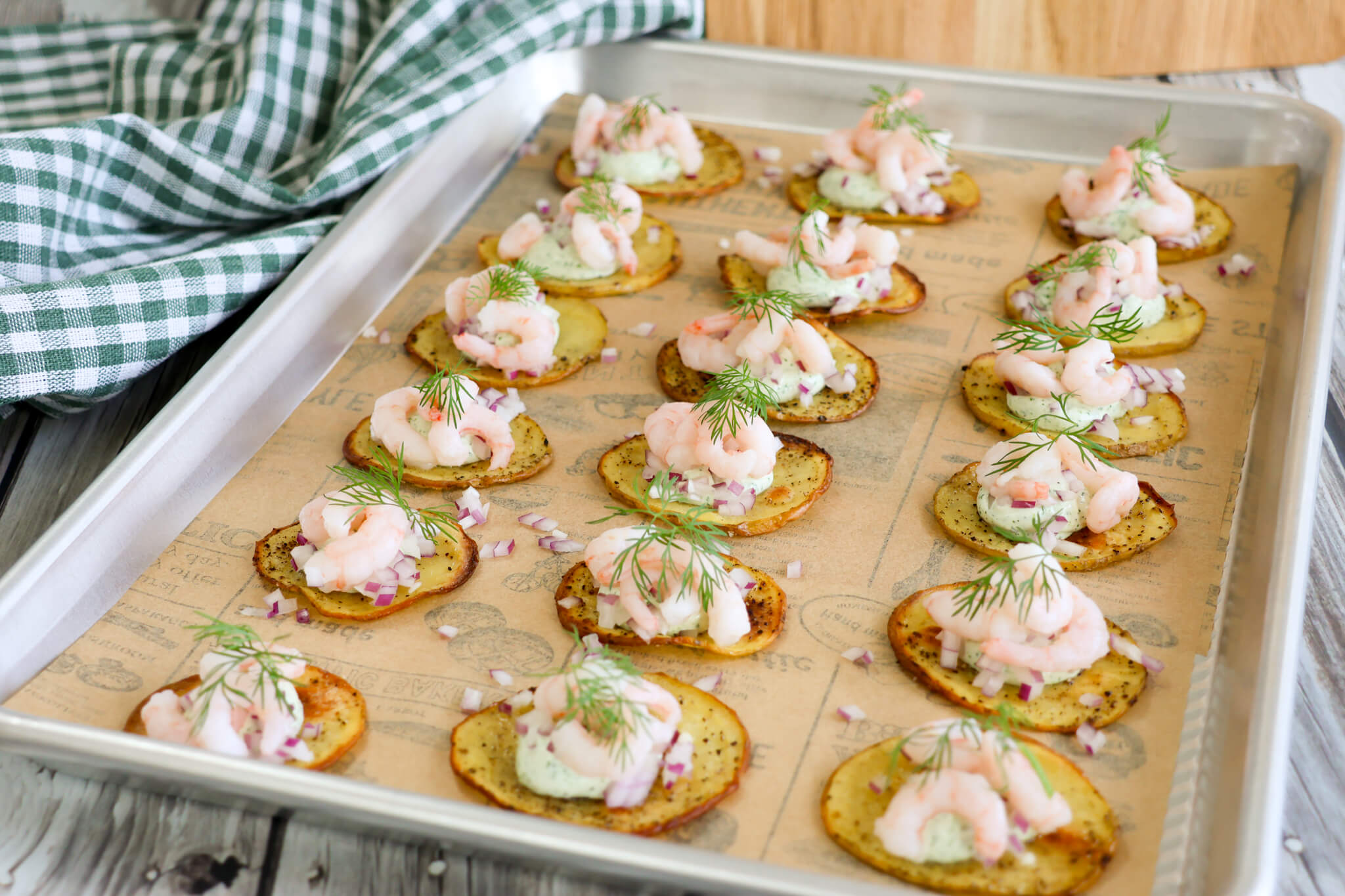 Kartoffelskiver med rejer